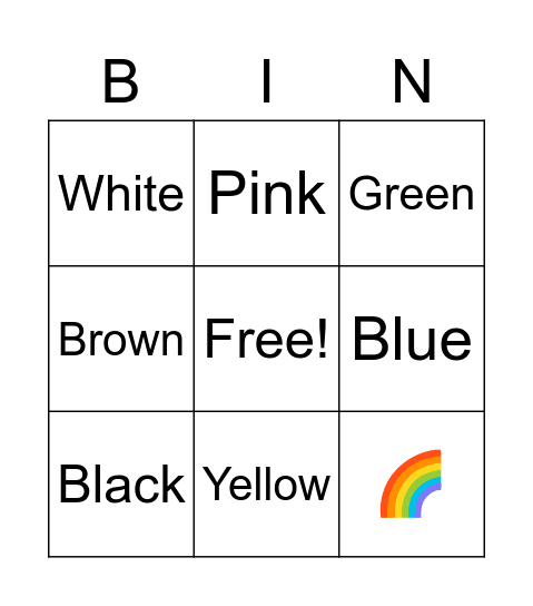 Color Bingo Card