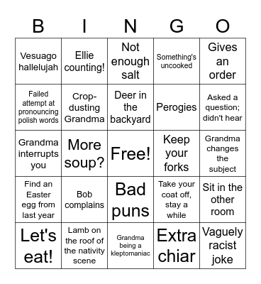 Family Bingo Card