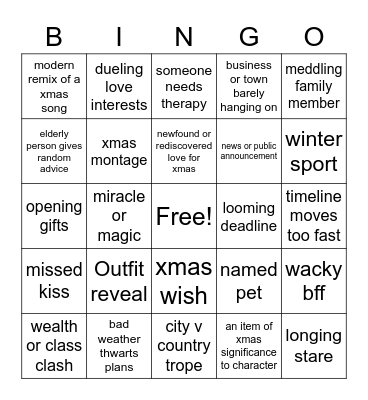 Hallmark X-MAS Bingo Card