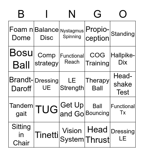 Balance Bingo Card