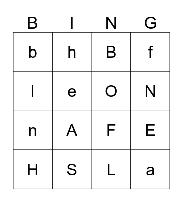Alphabet Bingo Card