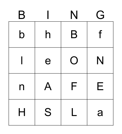 Alphabet Bingo Card