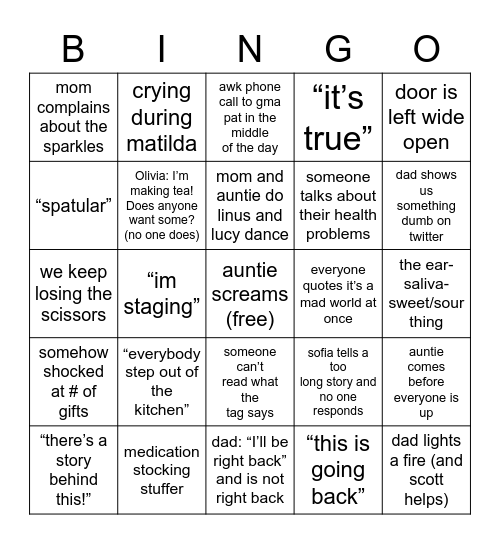 Christmas Morning Bingo! Bingo Card