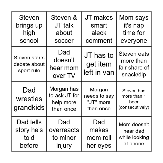 Mom & Morgan Bingo Card