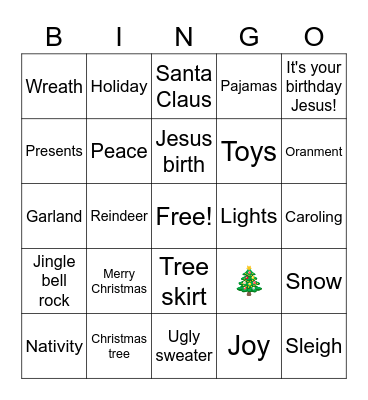 Christmas Bingo Card