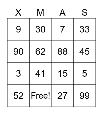 GIÁNG SINH 2022 Bingo Card