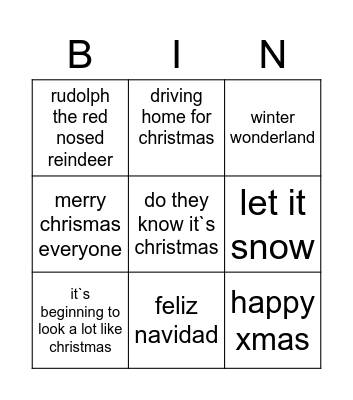 kerst bingo Card