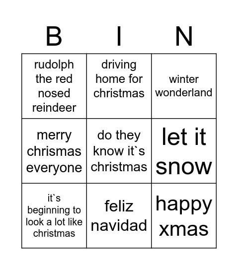 kerst bingo Card