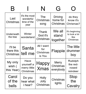 Kerstmuziek bingo Card