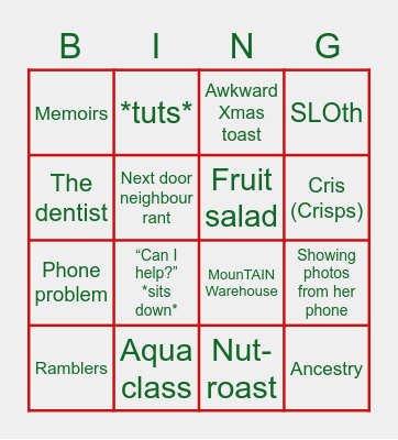 Bev’s Bingo Card