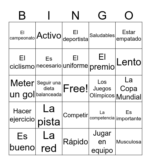 Sport bingo Card