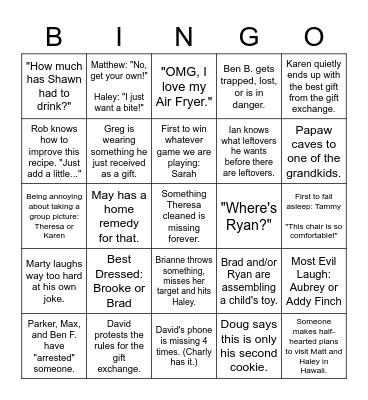 Cornelison Family Christmas Bingo Card