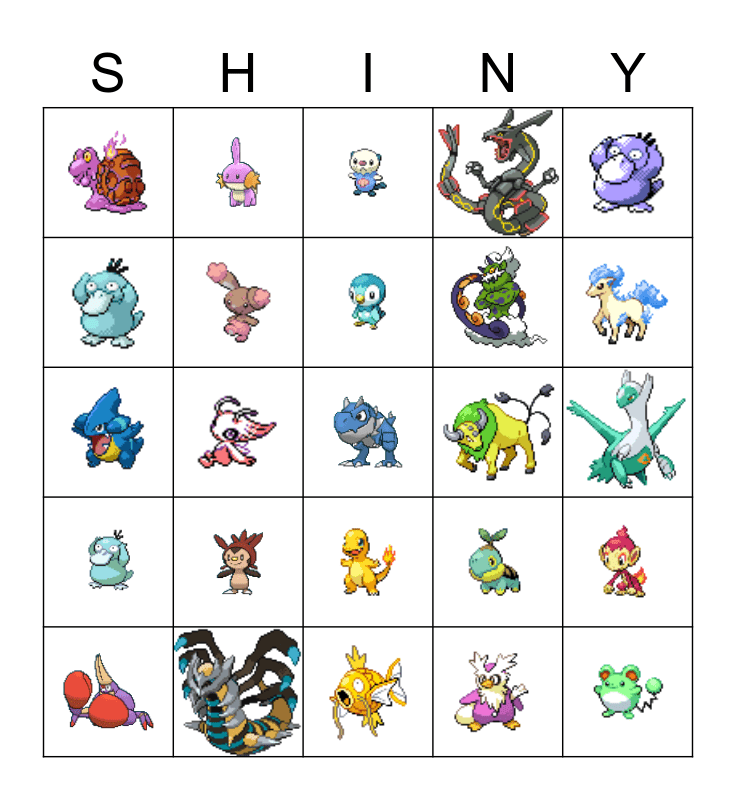 Pokemon Let's Go Shiny Bingo Card