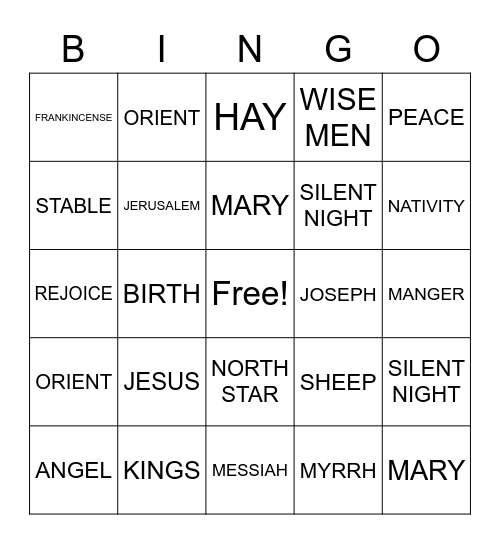 CHRISTMAN Bingo Card