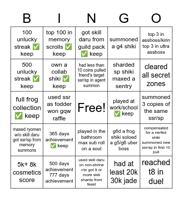 Untitled Bingo Card