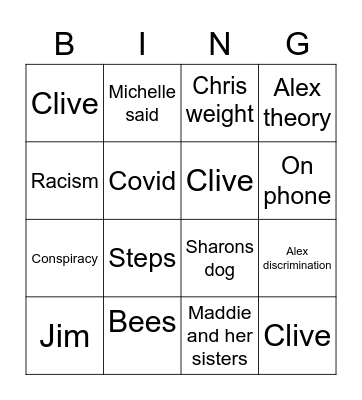 Lunch with D Bingo Card