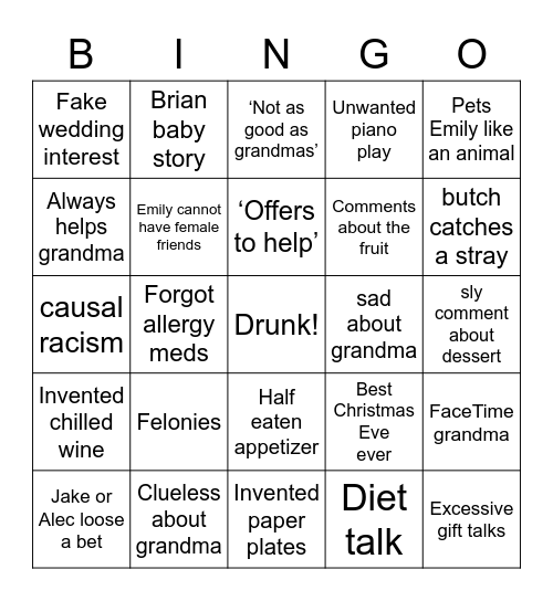 Christmas 2022 Bingo Card