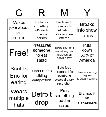XMAS 22: Grammie D Bingo Card