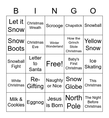 Christmas Bingo Card