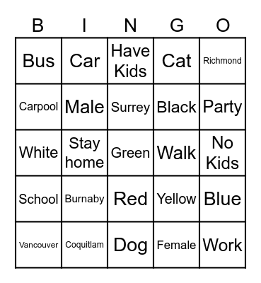 Christmas at Saddleback Vancouver Bingo Card