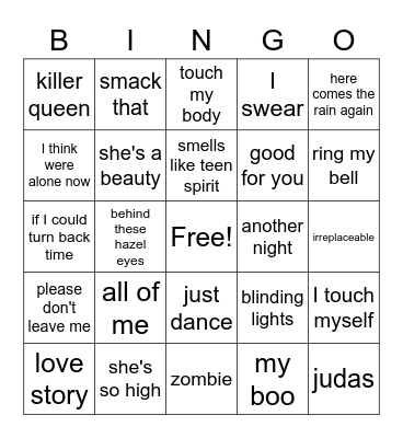 M U S I C B I N G O Bingo Card