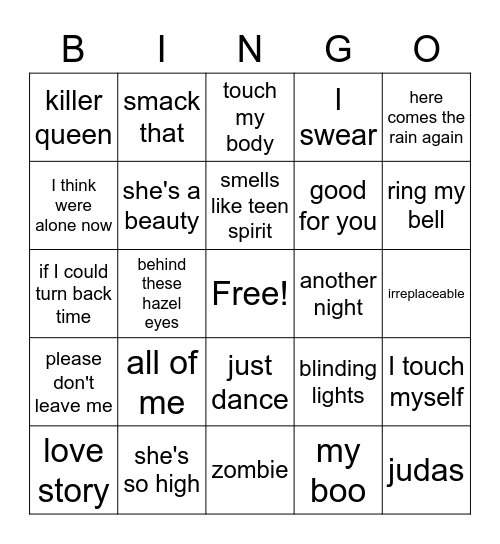 M U S I C B I N G O Bingo Card