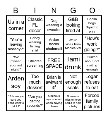 Chrimbus Bingo Card