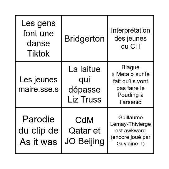 DIFFICILE Bingo Card