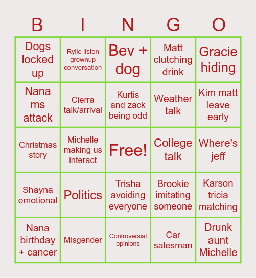 Christmas Bingo Card