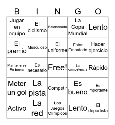 Spanish 2.1 Bingo Card