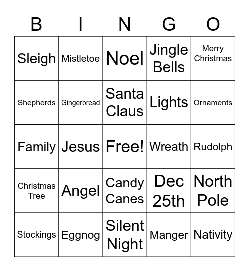 Christmas Bingo Card