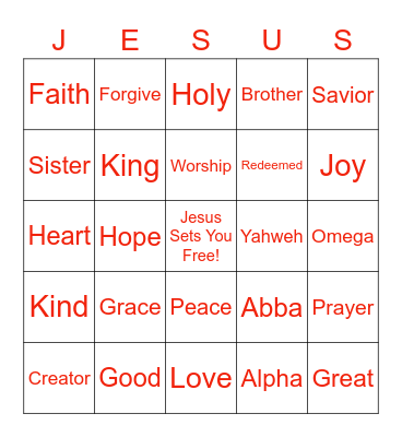 Love One Another Bingo Card