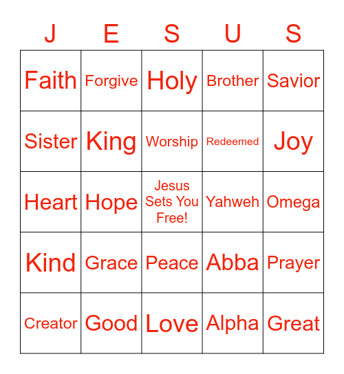 Love One Another Bingo Card