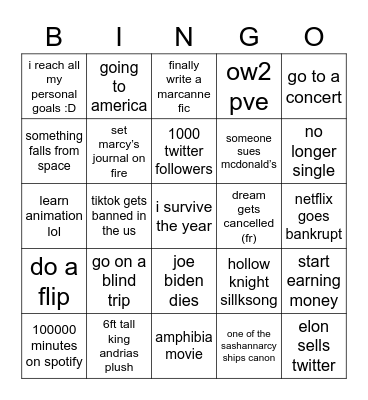 fern 2023 bingo Card