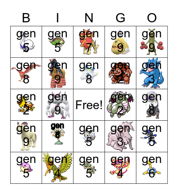 Shiny Hunting 2023 Bingo Card
