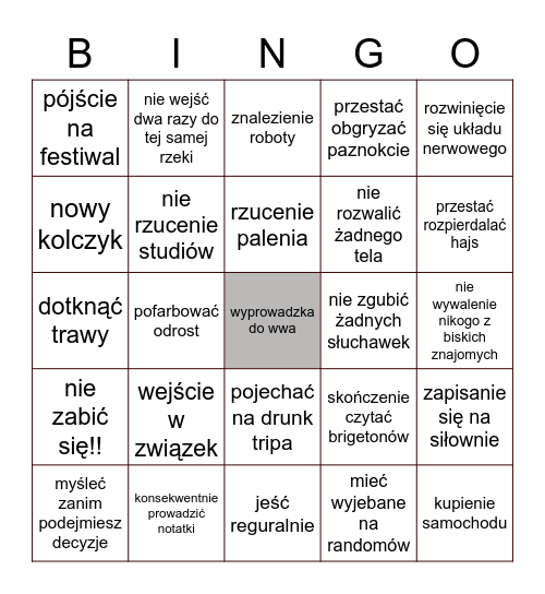 Natalcia 2023 Bingo Card