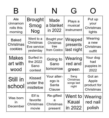 Beard / Murphy   Christmas Bingo Card