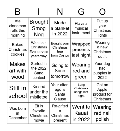 Beard / Murphy   Christmas Bingo Card