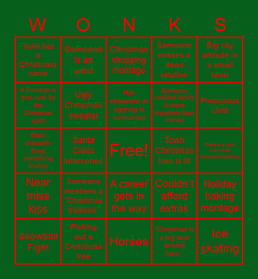 Hallmark Christmas Bingo Card