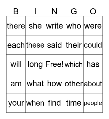 Sight words units 4-9 Bingo Card