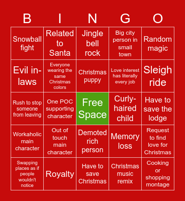 Hallmark Christmas Bingo Card