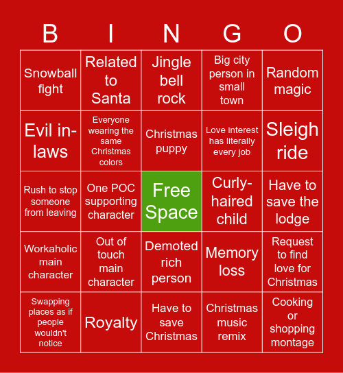 Hallmark Christmas Bingo Card