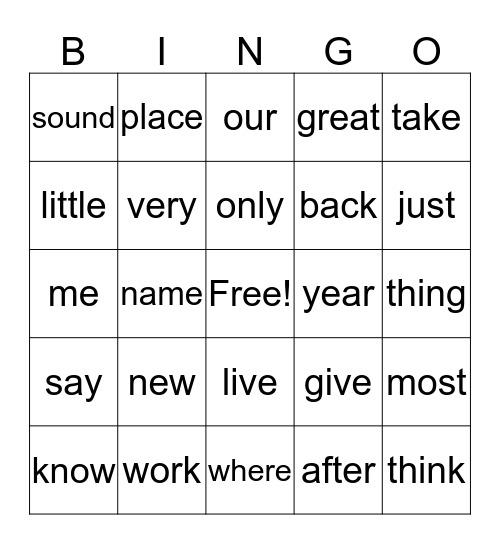 Sight words 2nd 100 11-13 Bingo Card