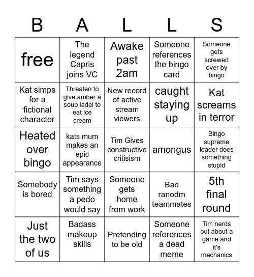 yeag Bingo Card