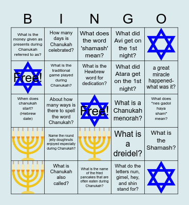 Chanukah Bingo Card