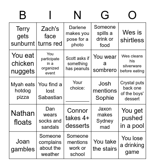 Family Christmas BINGO Card