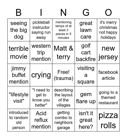 trauma bingo Card