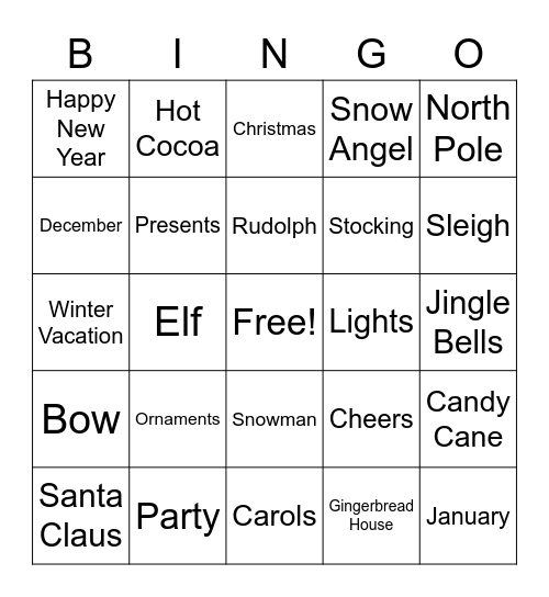 Holiday Season Bingo Card