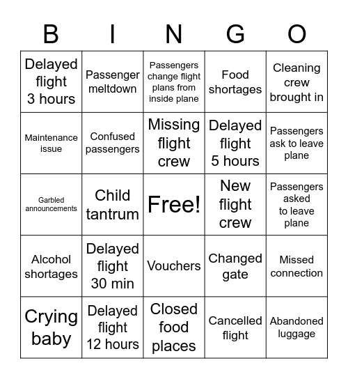 Homeward Bound Bingo Card