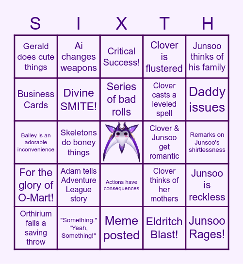 Skeleton Crew Bingo Card